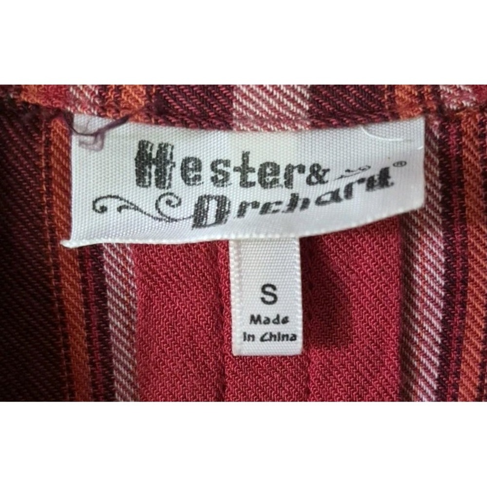 Hester & Orchard Shirt Women's Small 3/4 Sleeve Western  Button Down Red Plaid - Picture 3 of 5